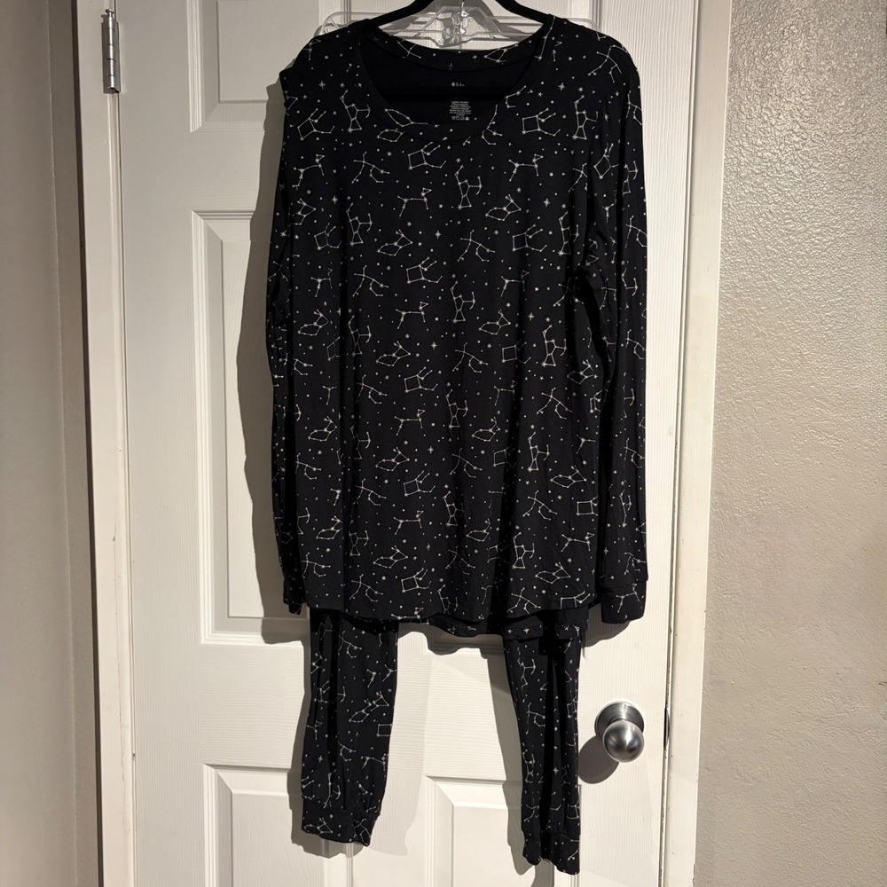 Kyte Living Bamboo Pajama Set Womens Size XXL Black & White Constellation Print